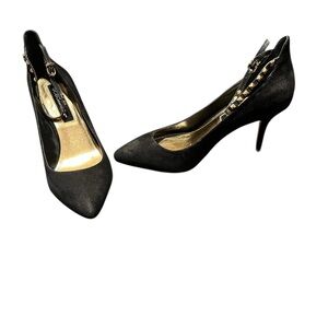BCBGeneration Black Heels with Gold Accents
